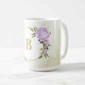 romantische lila Blumen Grüne Hochzeit Kaffeetasse (VorderseiteRechts)