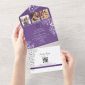 Romantische Lila Blumenhochzeit All In One Einladung (Abreißen)