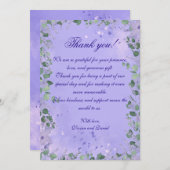 Romantische Lila Blumenhochzeit Dankeschön Karte (Vorne/Hinten)