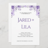 Romantische Lila Blumenhochzeit Einladung (Vorne/Hinten)