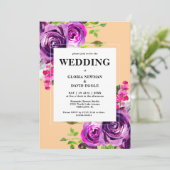 Romantische Lila Blumenhochzeit Einladung (Stehend Vorderseite)