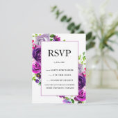 Romantische Lila Blumenhochzeit RSVP Karte (Stehend Vorderseite)
