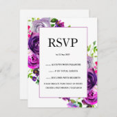 Romantische Lila Blumenhochzeit RSVP Karte (Vorne/Hinten)