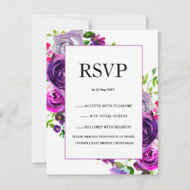Romantische Lila Blumenhochzeit RSVP Karte