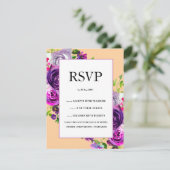 Romantische Lila Blumenhochzeit RSVP Karte (Stehend Vorderseite)