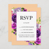 Romantische Lila Blumenhochzeit RSVP Karte (Vorne/Hinten)