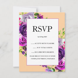 Romantische Lila Blumenhochzeit RSVP Karte