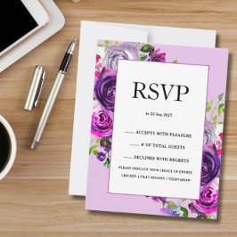 Romantische Lila Blumenhochzeit RSVP Karte