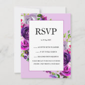 Romantische Lila Blumenhochzeit RSVP Karte (Vorderseite)