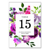 Romantische Lila Blumenhochzeit-Tischnummer Tischnummer (Rückseite)