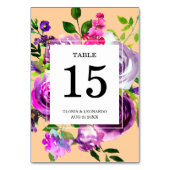 Romantische Lila Blumenhochzeit-Tischnummer Tischnummer (Vorderseite)