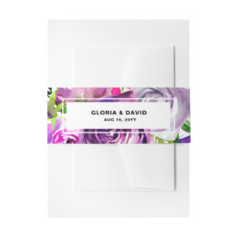 Romantische Lila Blüteneinladung Bauchband Einladungsbanderole