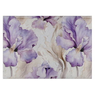 Romantische lila Creme-Iris-Blumen-Hochzeitsbrause Schneidebrett