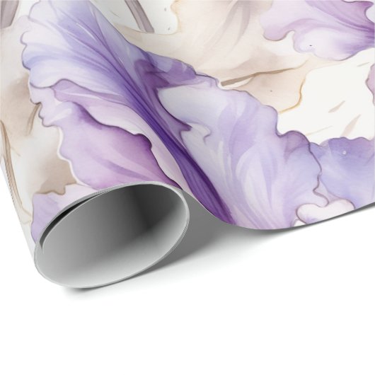 Romantische Lila Creme Iris Brautparty Geschenkpapier (Rolleneckpunkt)
