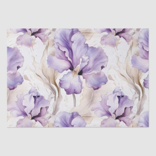 Romantische Lila Creme Iris Brautparty Seidenpapier (Vorderseite)