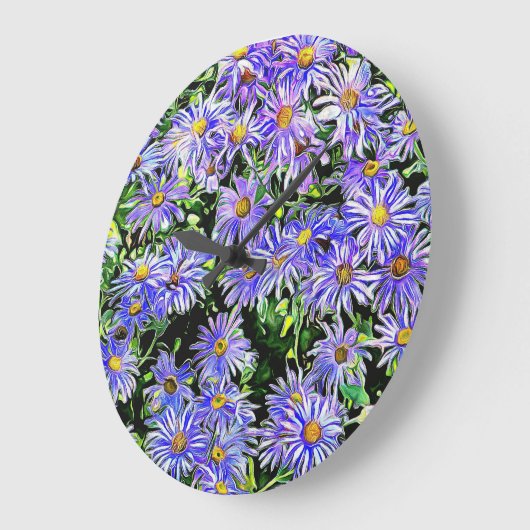 Romantische Lila Daisies Große Wanduhr (Winkel)