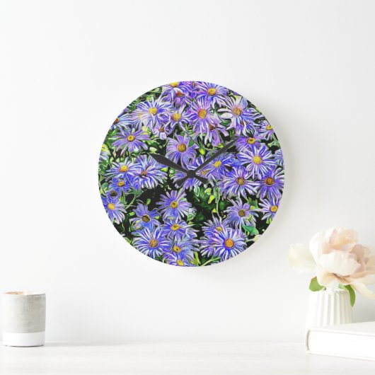 Romantische Lila Daisies Große Wanduhr (Zuhause)