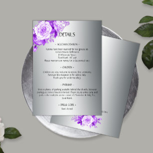 Romantische Lila Elegance Rose Silberne Hochzeit Begleitkarte
