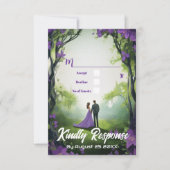 Romantische Lila Forest Design Hochzeit QR RSVP Ka (Vorderseite)