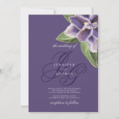 Romantische lila-grüne Lavendel-Orchideenhochzeit Einladung (Vorderseite)