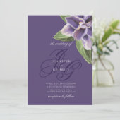 Romantische lila-grüne Lavendel-Orchideenhochzeit Einladung (Stehend Vorderseite)