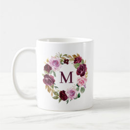 Romantische Lila Herbstblumenröhre Monogramm Kaffeetasse