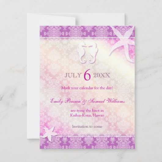 Romantische Lila Hochzeit Save the Date (Vorderseite)