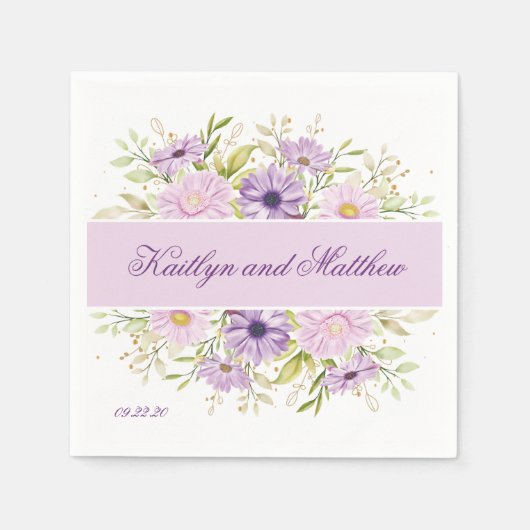 Romantische Lila Hochzeit Serviette (Vorderseite)