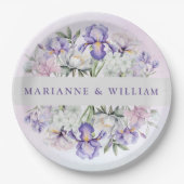 Romantische Lila Hochzeiten von Iris und Peonies Pappteller (Vorderseite)