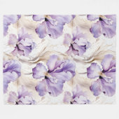 Romantische Lila Iris Floral Fleecedecke (Vorderseite (Horizontal))