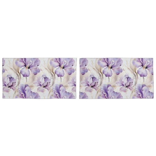Romantische Lila Iris Floral Kissenbezug (Vorderseite-Set)