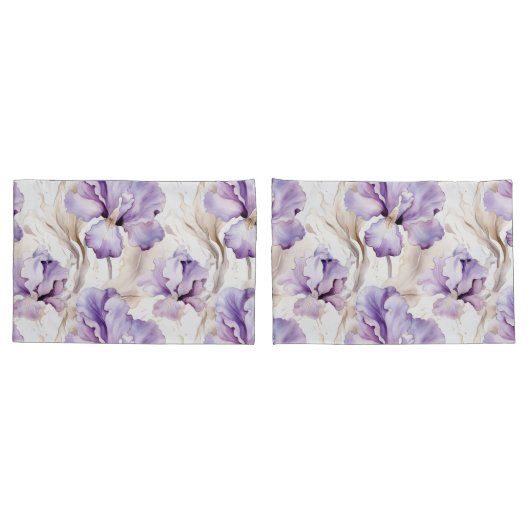 Romantische Lila Iris Floral Kissenbezug (Rückseite-Set)
