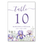Romantische Lila Iris Floral Wedding Tischnummer (Vorderseite)