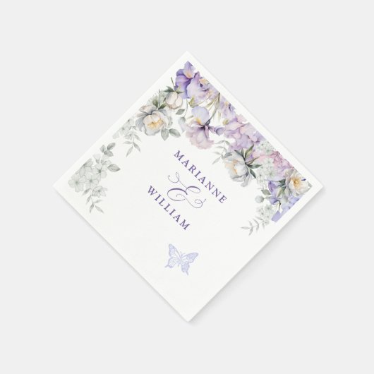 Romantische Lila Iris-Hochzeit Serviette (Ecke)