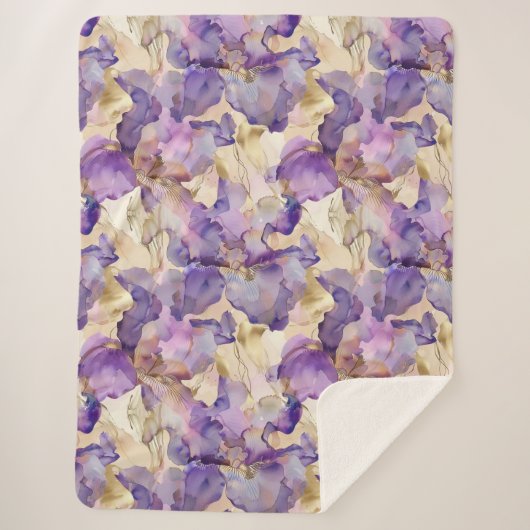 Romantische Lila Iris Sherpadecke (Vorderseite)