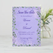 Romantische Lila Landschaft Save the Date Hochzeit (Stehend Vorderseite)
