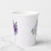 romantische lila Lavendel Blume grüne Blätter Pappbecher (Links)