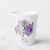 romantische lila Lavendel Blume grüne Blätter Pappbecher (Vorderseite)