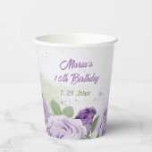 romantische lila Lavendel Blume grüne Blätter Pappbecher (Links)