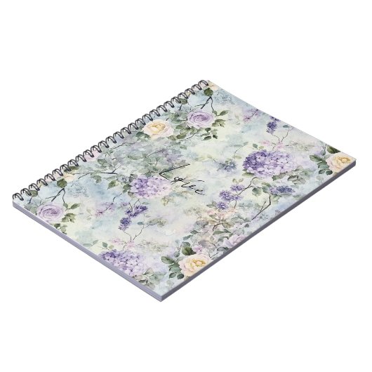 Romantische Lila Lavendel Cream Floral Notizblock (Linke Seite)