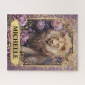 Romantische Lila Löwen und Rose Fantasie Puzzle (Horizontal)