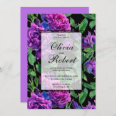 Romantische lila Magenta Aquarellbäume WEDING Einladung (Vorne/Hinten)