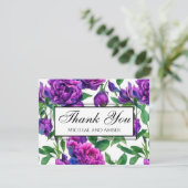 Romantische lila magenta rosa Aquarellbäume Dankeskarte (Stehend Vorderseite)