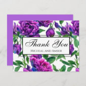 Romantische lila magenta rosa Aquarellbäume Dankeskarte (Vorne/Hinten)