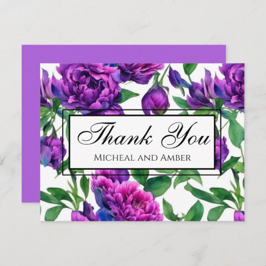 Romantische lila magenta rosa Aquarellbäume Dankeskarte (Vorne/Hinten)