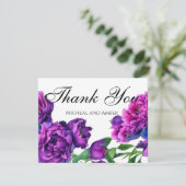 Romantische lila magenta rosa Aquarellbäume Dankeskarte (Stehend Vorderseite)