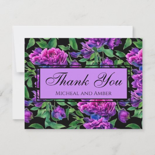 Romantische lila magenta rosa Aquarellbäume Dankeskarte (Vorderseite)