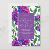 Romantische lila magenta rosa Aquarellbäume Einladung (Vorderseite)