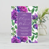 Romantische lila magenta rosa Aquarellbäume Einladung (Stehend Vorderseite)