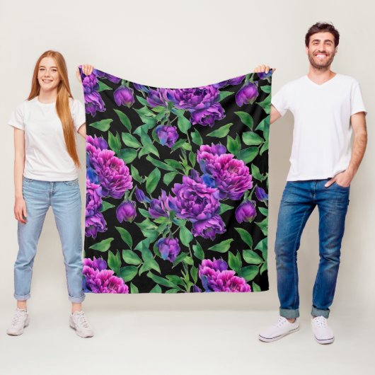 Romantische lila magenta rosa Aquarellbäume Fleecedecke (Beispiel)